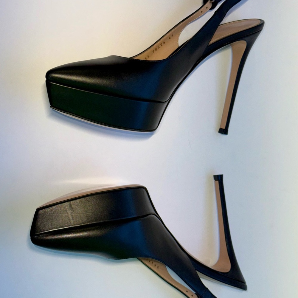 NWOT Gianvito Rossi Black Leather Dasha Platform Slingback Heels 41 - Picture 3 of 10